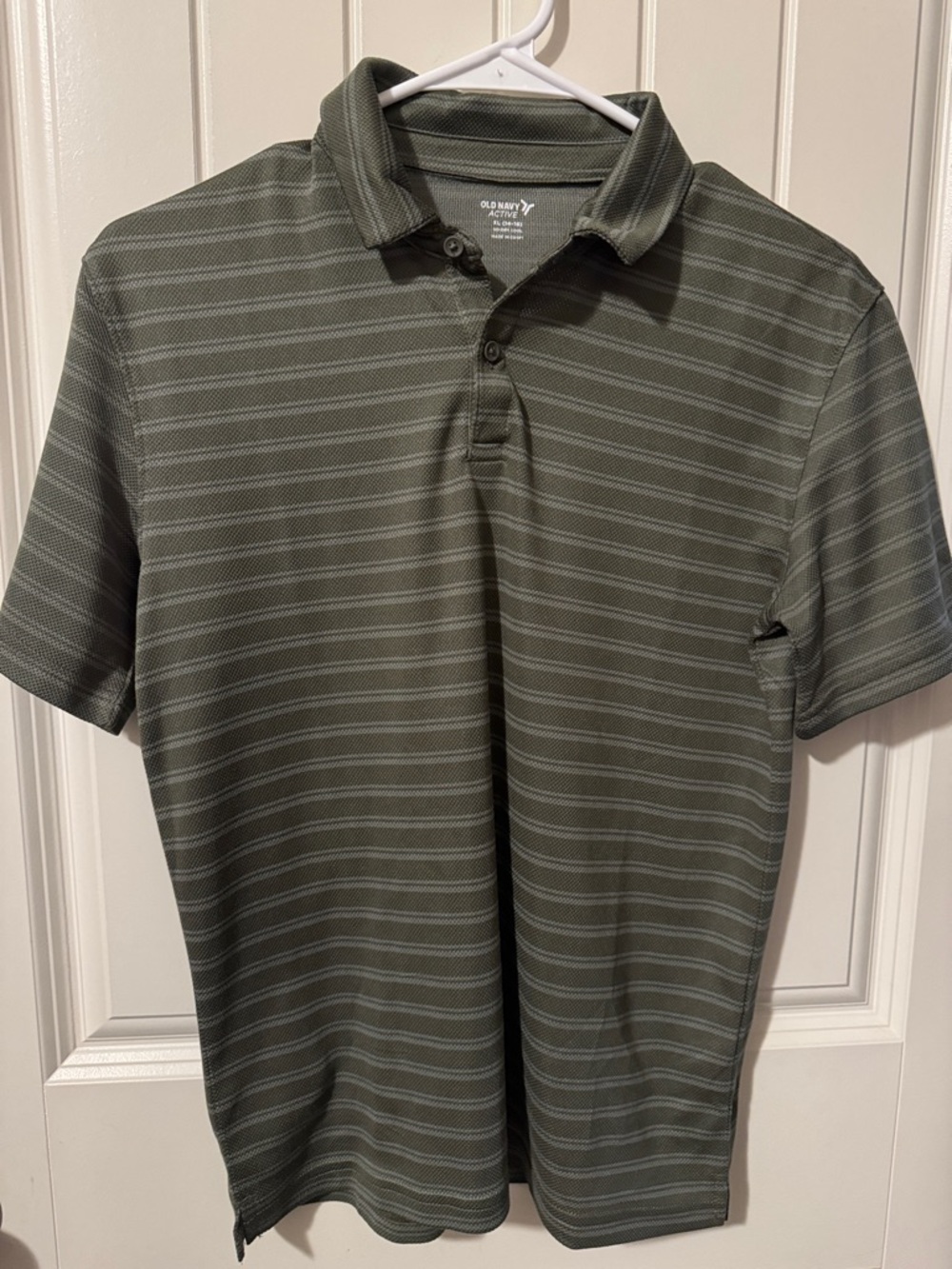Old Navy Olive Green Striped Polo Shirt